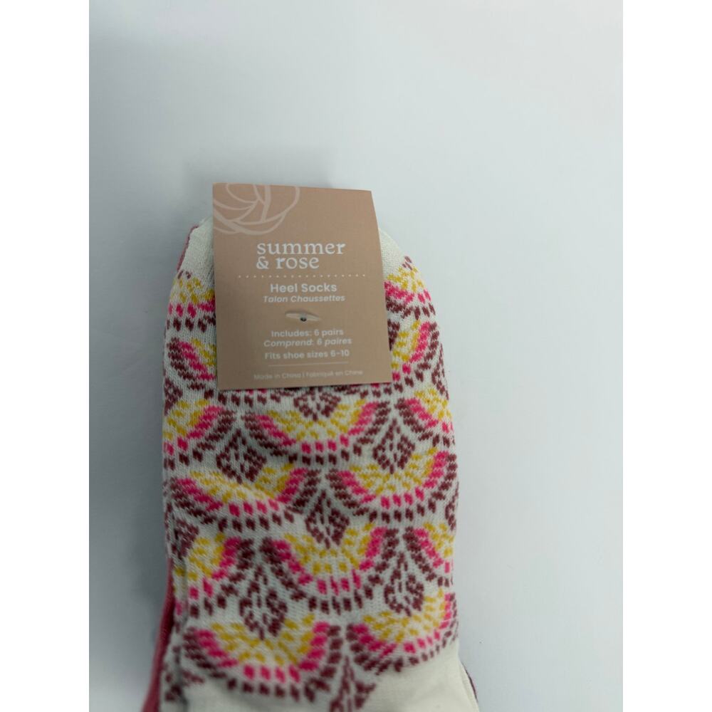 Summer & Rose 6 Pair Heel Socks Fair Isle Pattern No Show Socks NWT FabFitFun - Picture 7 of 8
